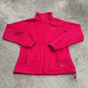 Columbia Benton Springs Fleece Jacket Womens Large Pink Full Zip Outdoor Hiking
